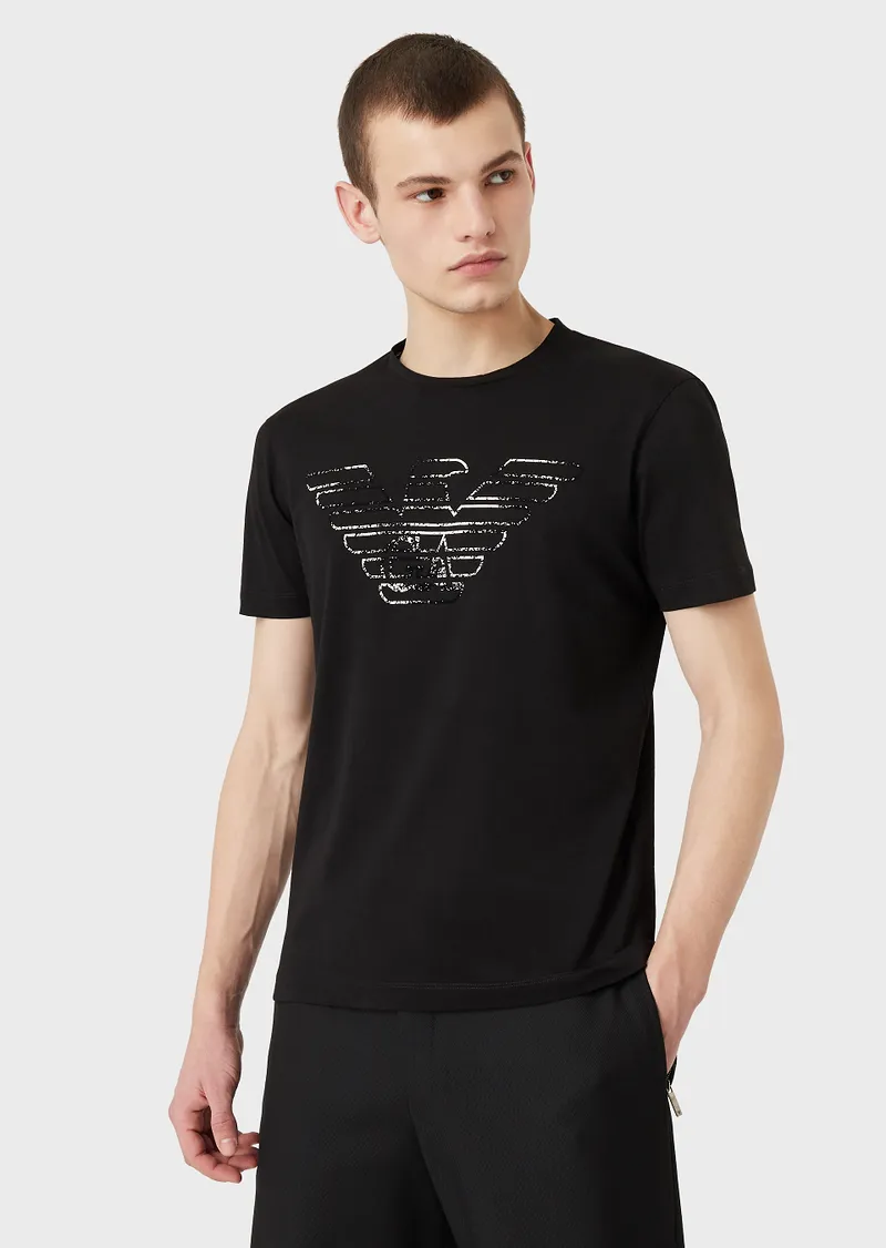 T-Shirt Emporio Armani con Logo / Nero - Ideal Moda