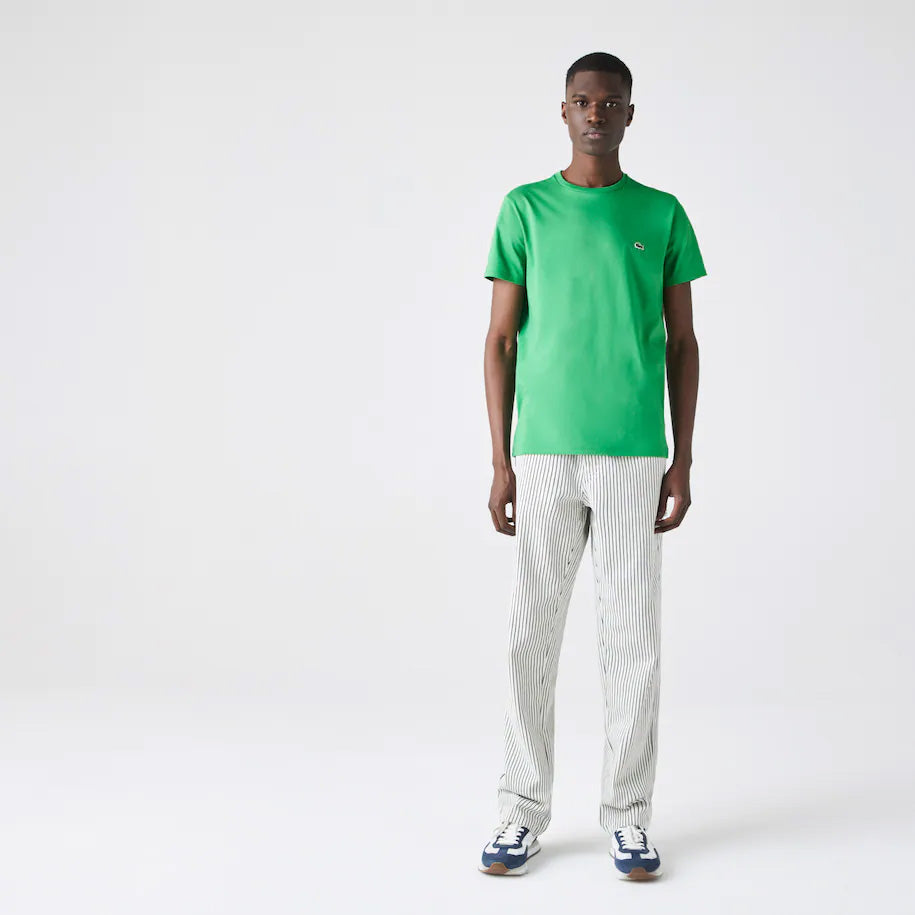 T-shirt a girocollo in jersey di cotone Pima / Verde - Ideal Moda