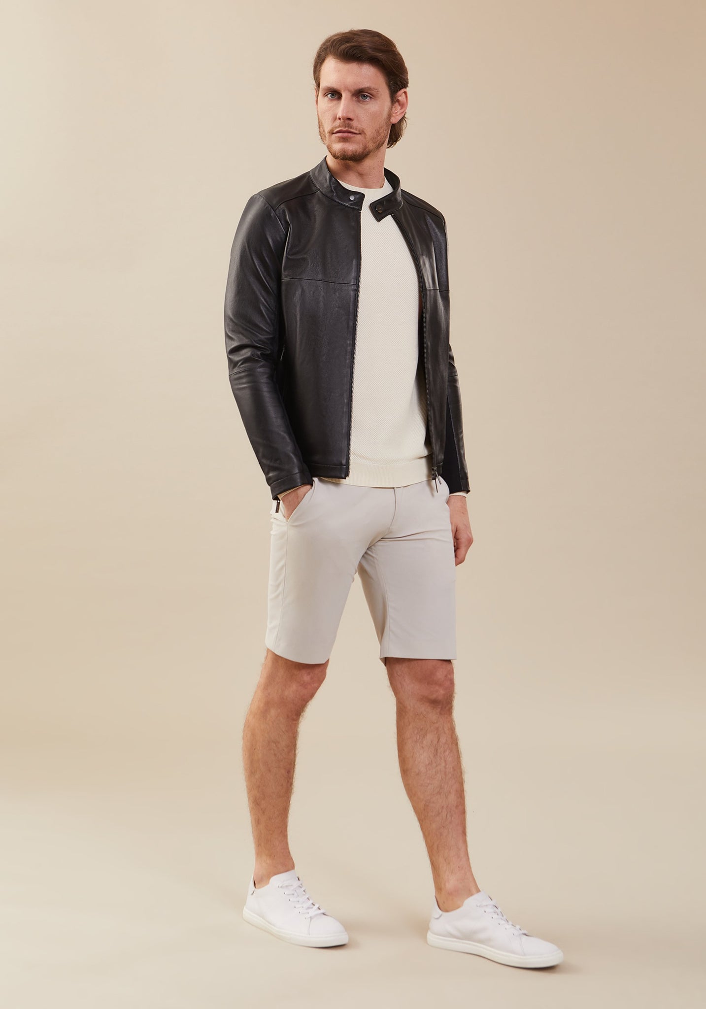 Giubbino pelle uomo / Nero - Ideal Moda