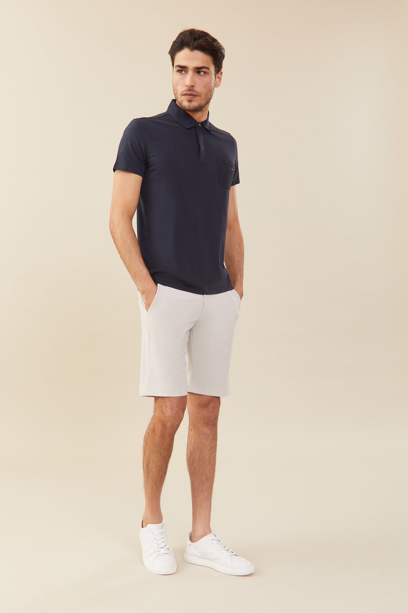 Polo mezza manica in jersey / Blu - Ideal Moda