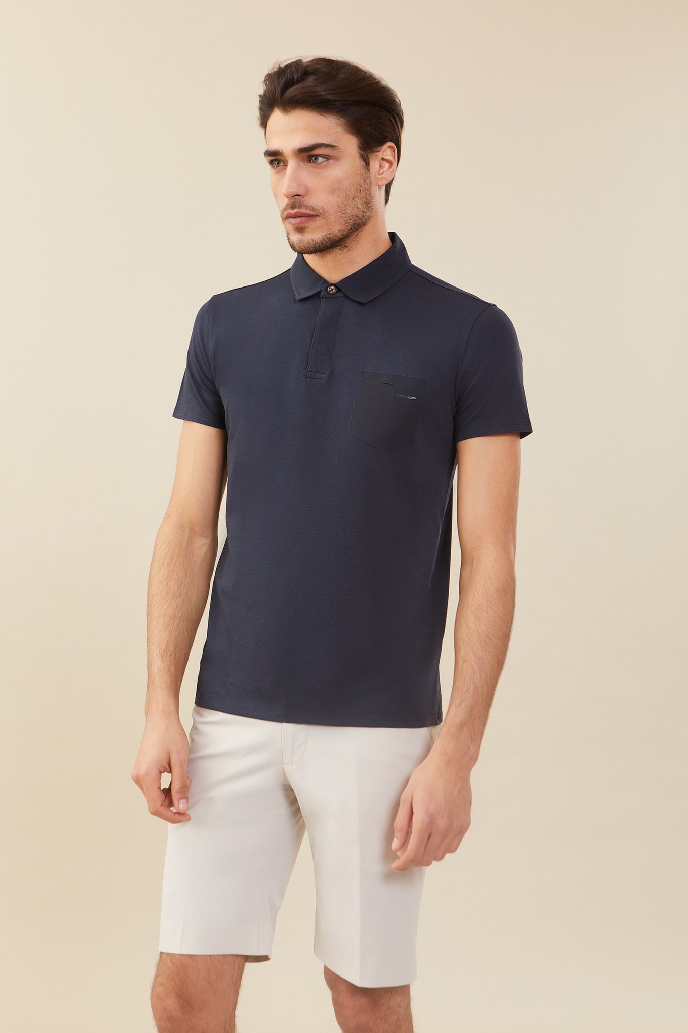 Polo mezza manica in jersey / Blu - Ideal Moda