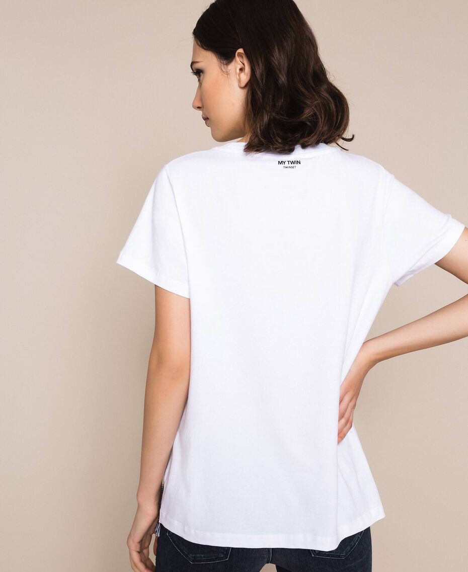 T-shirt con paillettes e strass / Bianco - Ideal Moda