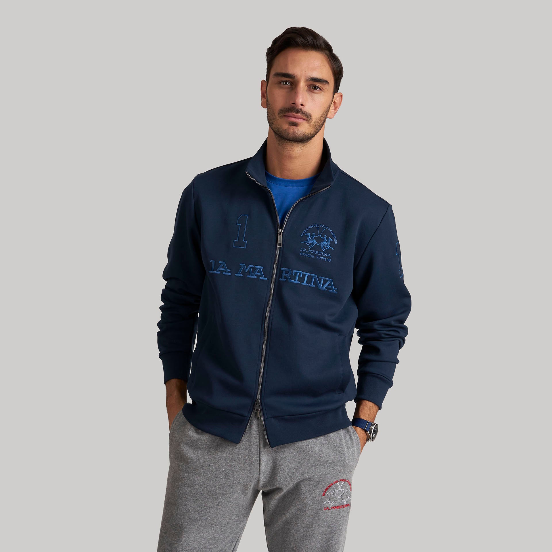 Felpa con Zip / Blu - Ideal Moda
