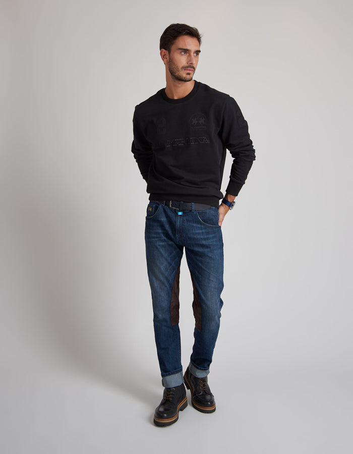 Felpa Girocollo con Logo / Nero - Ideal Moda