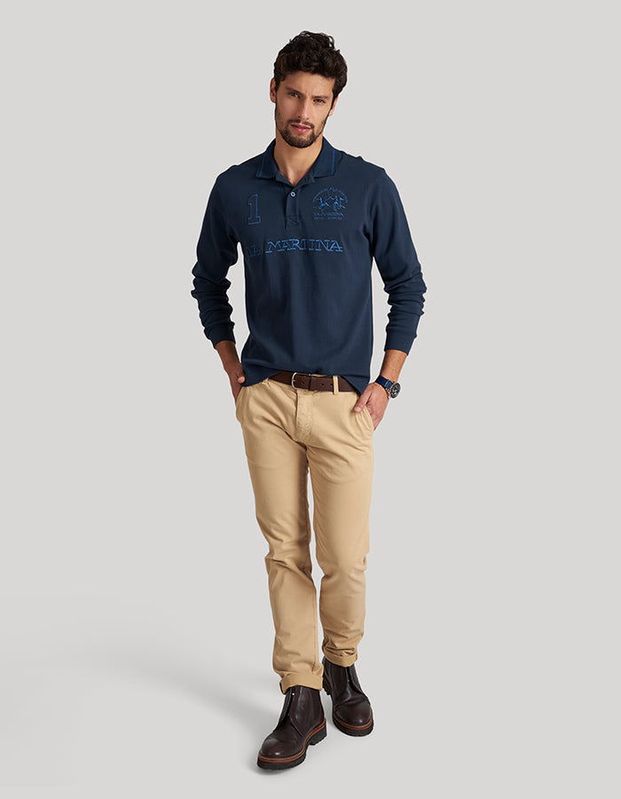 Polo con Logo Cucito / Blu - Ideal Moda