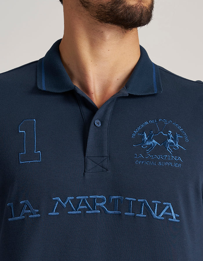 Polo con Logo Cucito / Blu - Ideal Moda