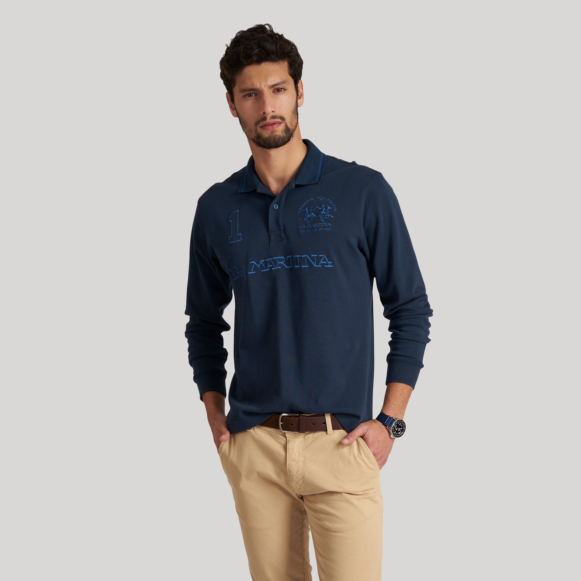 Polo con Logo Cucito / Blu - Ideal Moda