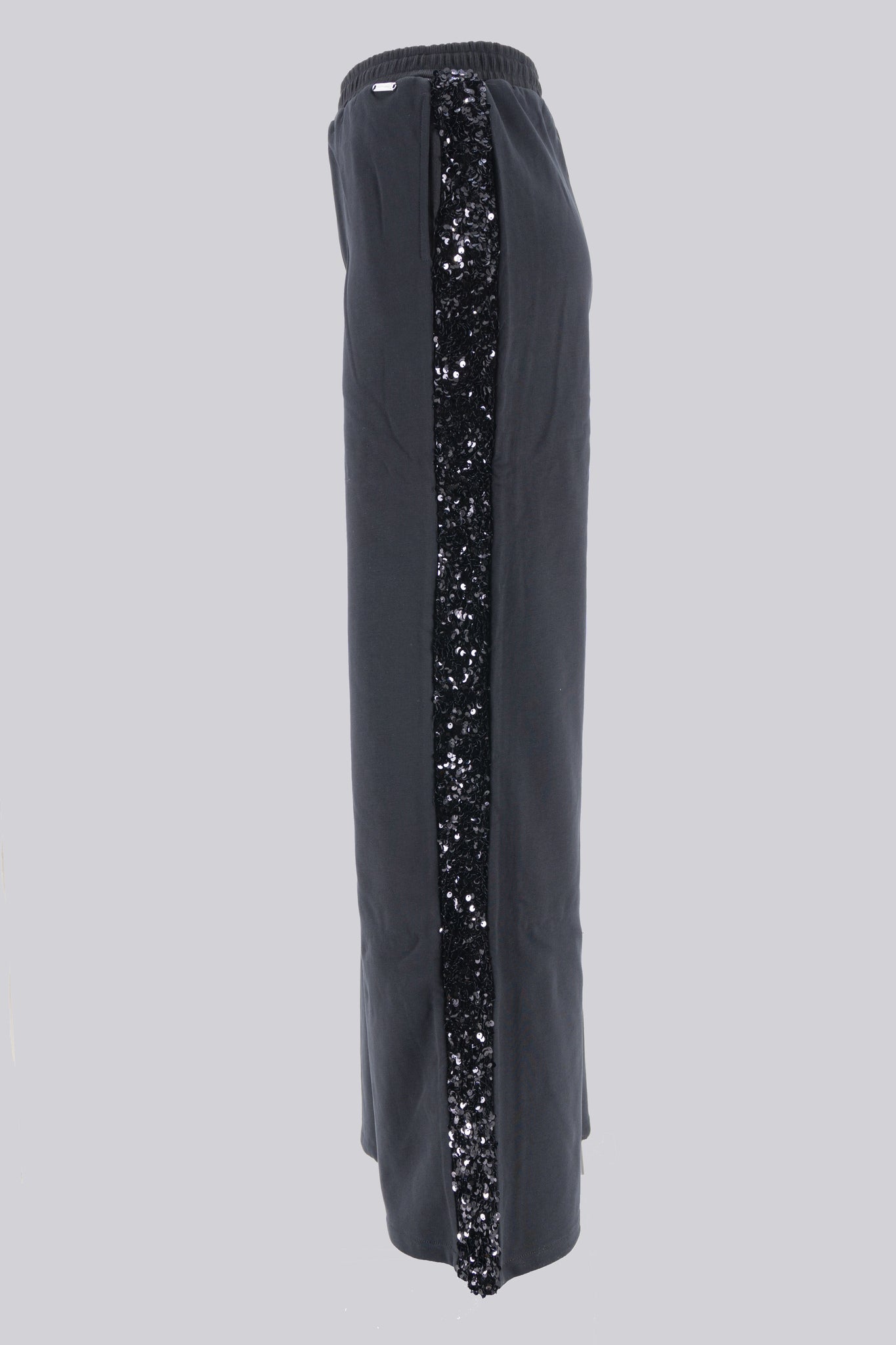 Pantalone Palazzo con Inserti / Nero - Ideal Moda