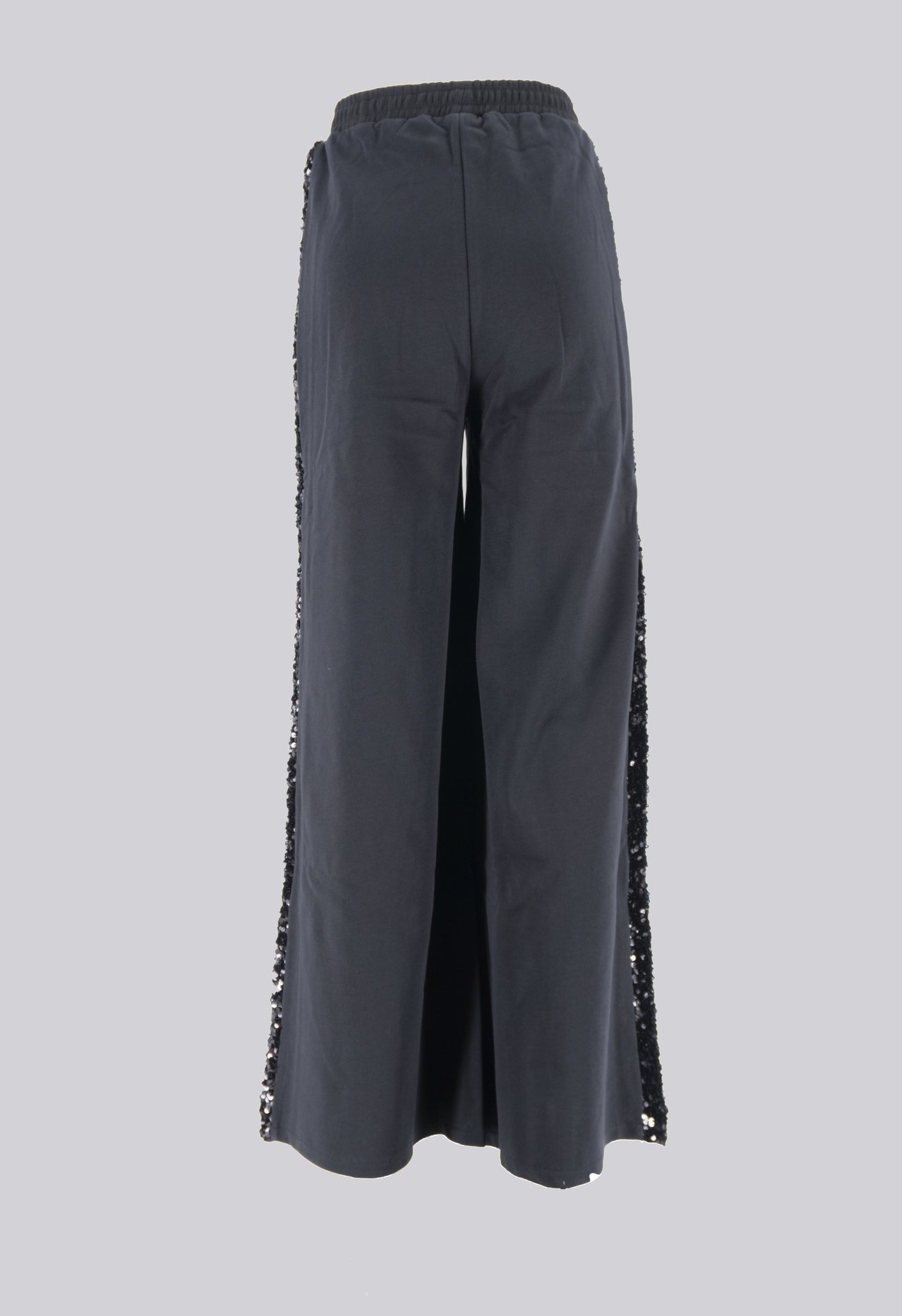 Pantalone Palazzo con Inserti / Nero - Ideal Moda