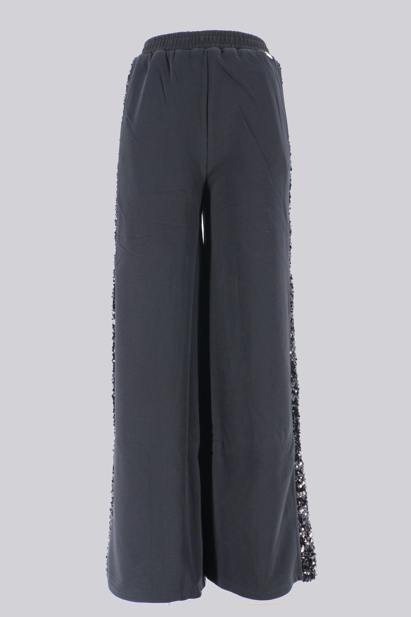 Pantalone Palazzo con Inserti / Nero - Ideal Moda