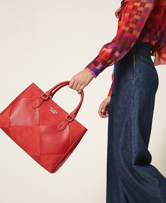 Borsa shopping in similpelle / Rosso - Ideal Moda