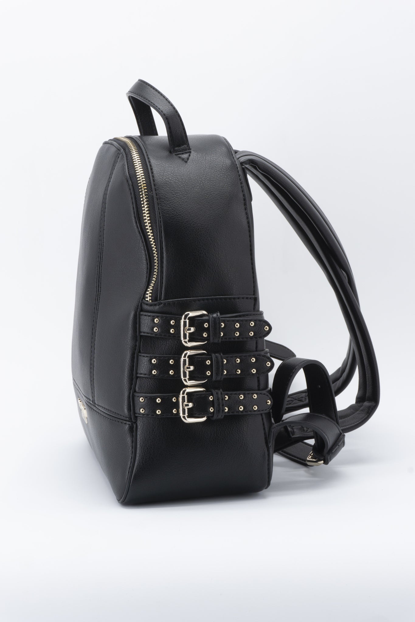 Zaino in similpelle con cinturini / Nero - Ideal Moda