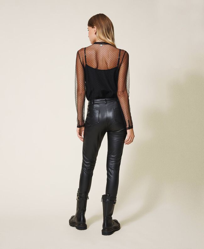Pantaloni skinny in similpelle / Nero - Ideal Moda