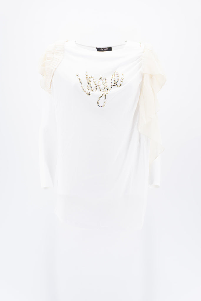 T-Shirt con Applicazioni / Bianco - Ideal Moda
