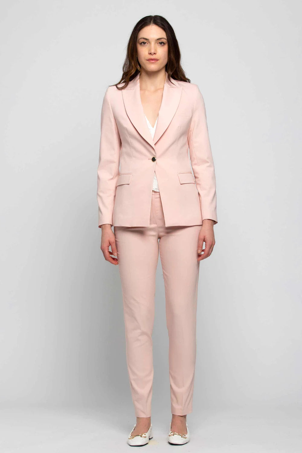 Tailleur Monopetto Slim Fit Kocca / Rosa - Ideal Moda