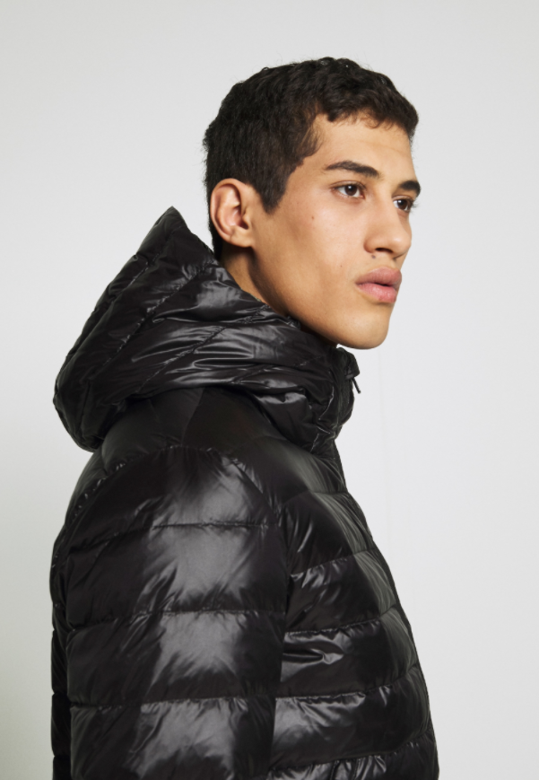 Piumino nylon basico con cappuccio potter / Nero - Ideal Moda