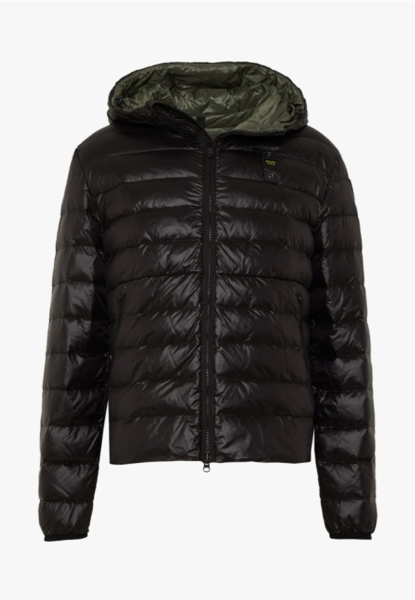 Piumino nylon basico con cappuccio potter / Nero - Ideal Moda