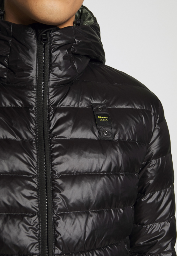 Piumino nylon basico con cappuccio potter / Nero - Ideal Moda