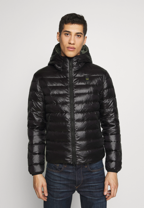 Piumino nylon basico con cappuccio potter / Nero - Ideal Moda