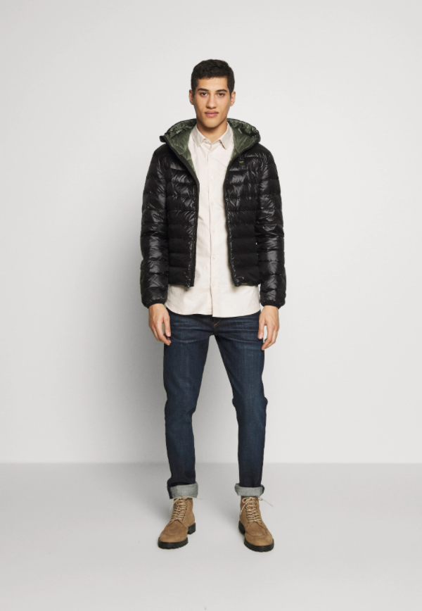 Piumino nylon basico con cappuccio potter / Nero - Ideal Moda