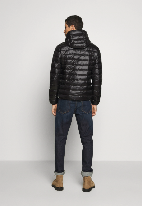 Piumino nylon basico con cappuccio potter / Nero - Ideal Moda