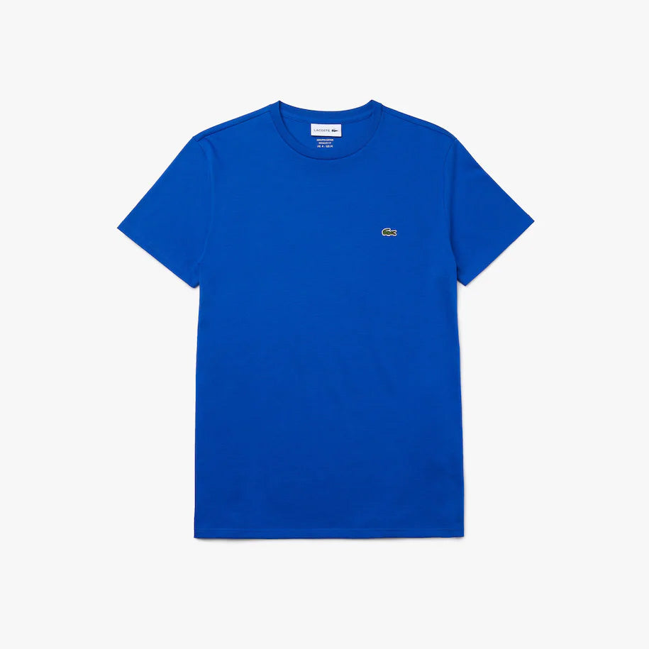 T-shirt a girocollo in jersey di cotone Pima / Azzurro - Ideal Moda