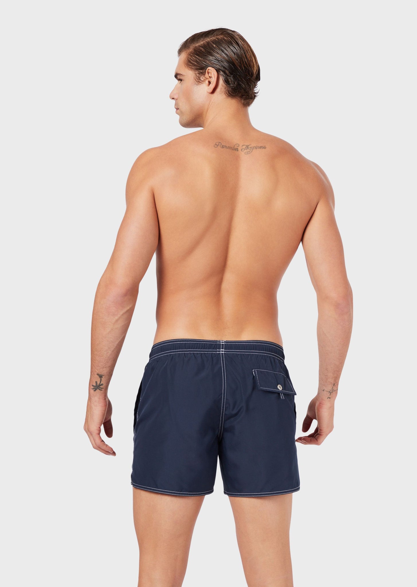 Costume boxer packable con logo / Blu - Ideal Moda