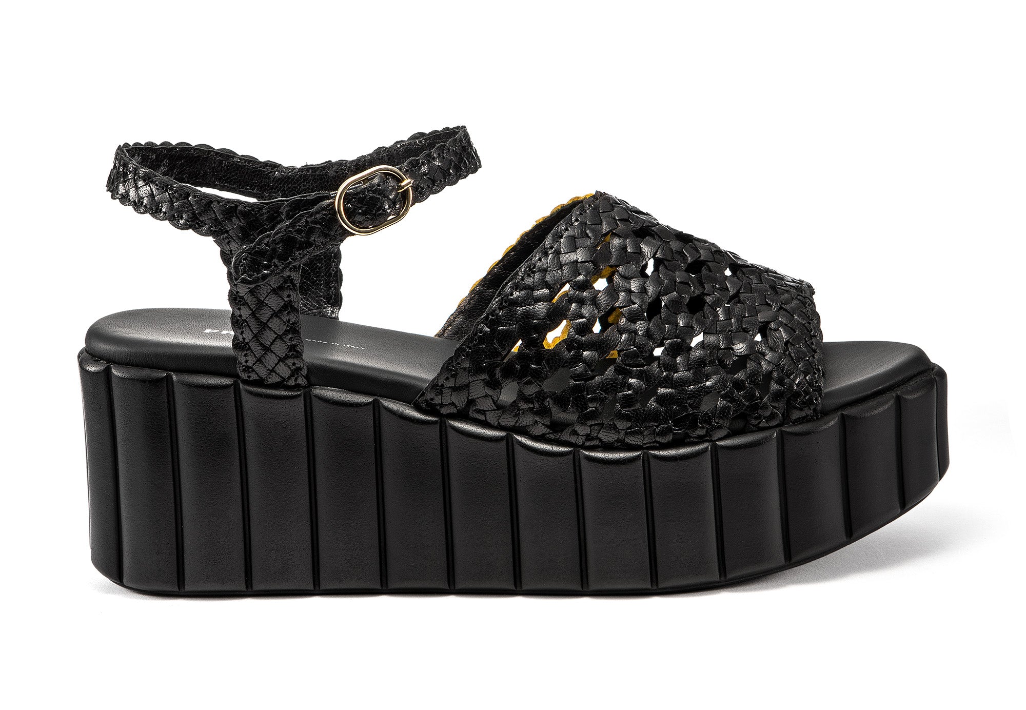 Sandalo in tessuto intrecciato / Nero - Ideal Moda