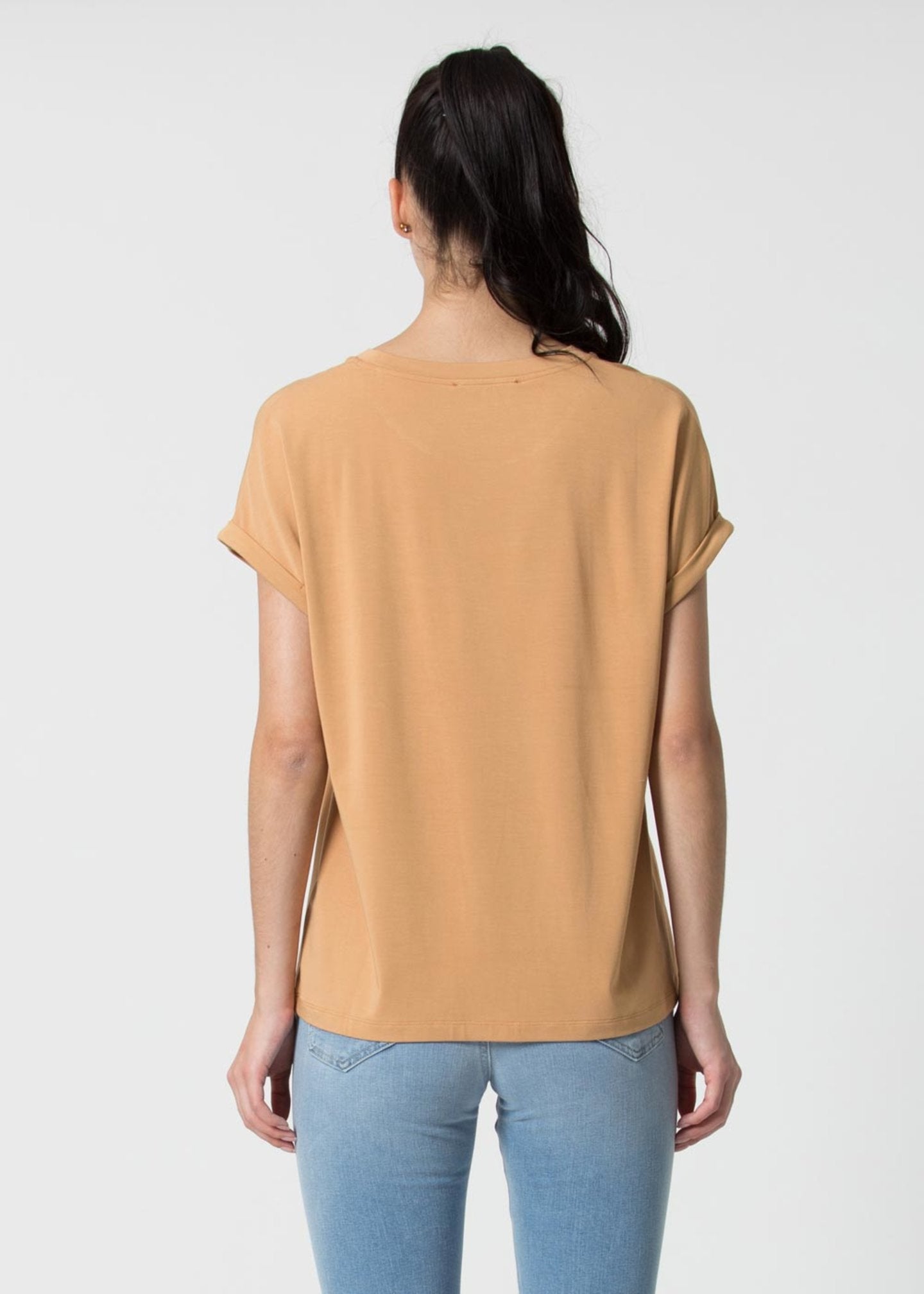 T-Shirt Kocca Girocollo / Marrone - Ideal Moda