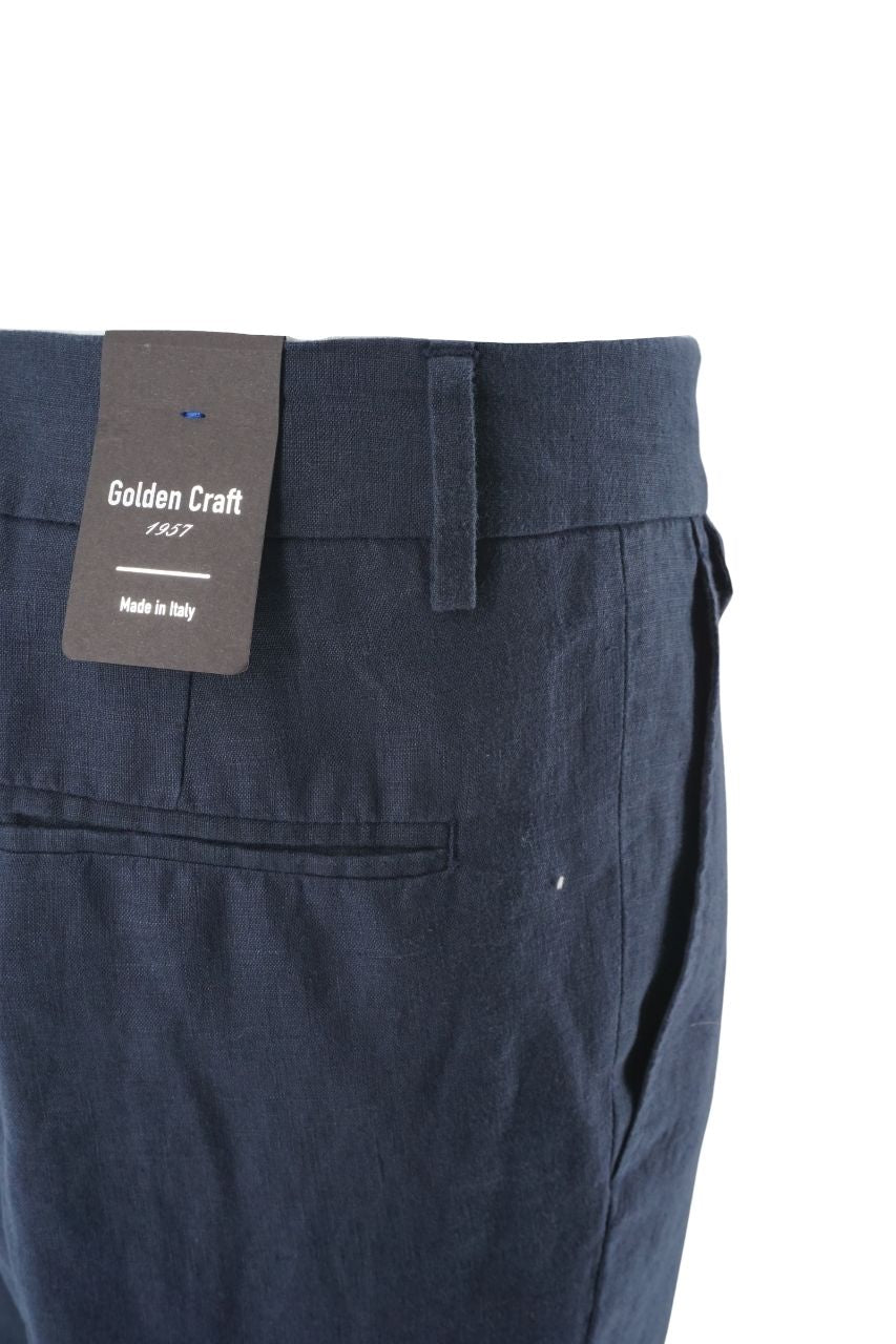 Pantalone Golden Craft in Lino / Blu - Ideal Moda
