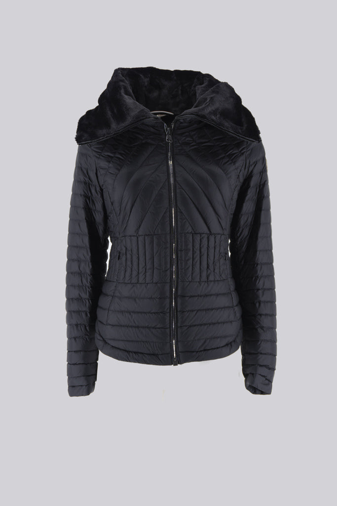 Piumino Corto con Eco Pelliccia / Nero - Ideal Moda