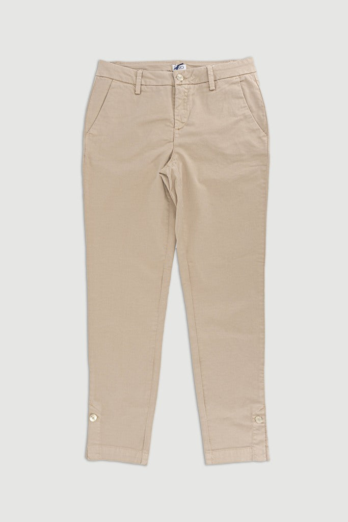 Pantalone chino con cintura / Beige - Ideal Moda