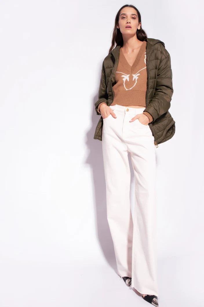 Pullover Corto con Logo Pinko / Beige - Ideal Moda