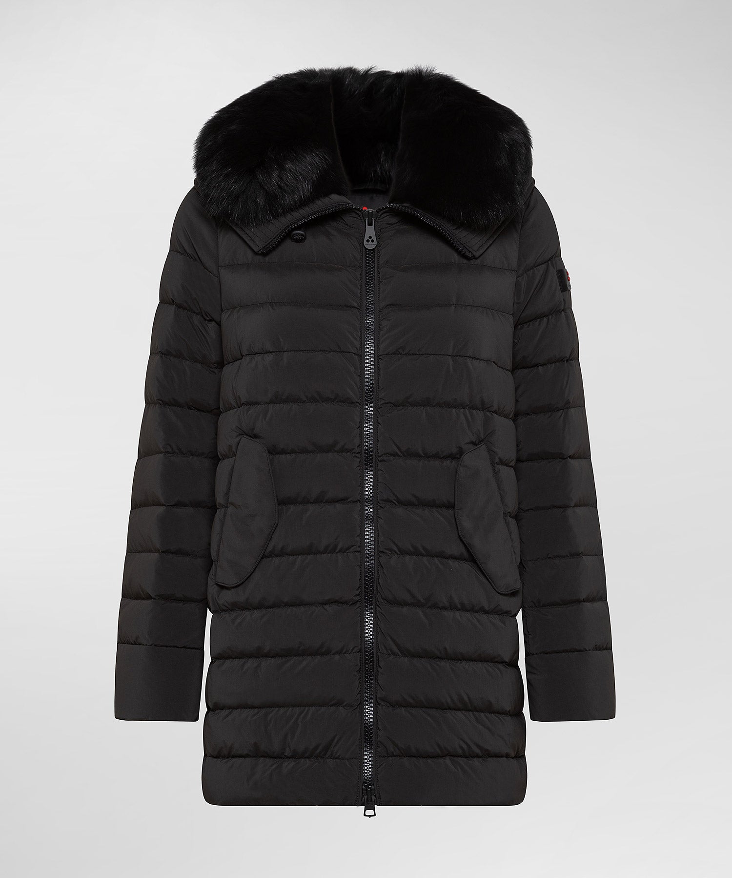 Piumino Peuterey Lungo con Pelliccia / Nero - Ideal Moda