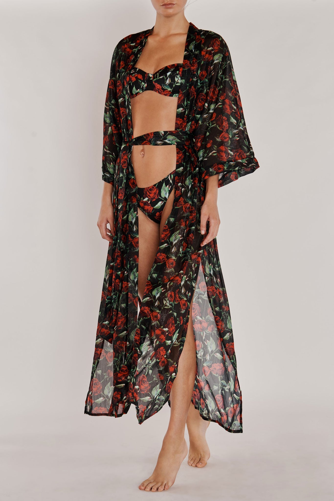 Kimono a fantasia / Nero - Ideal Moda