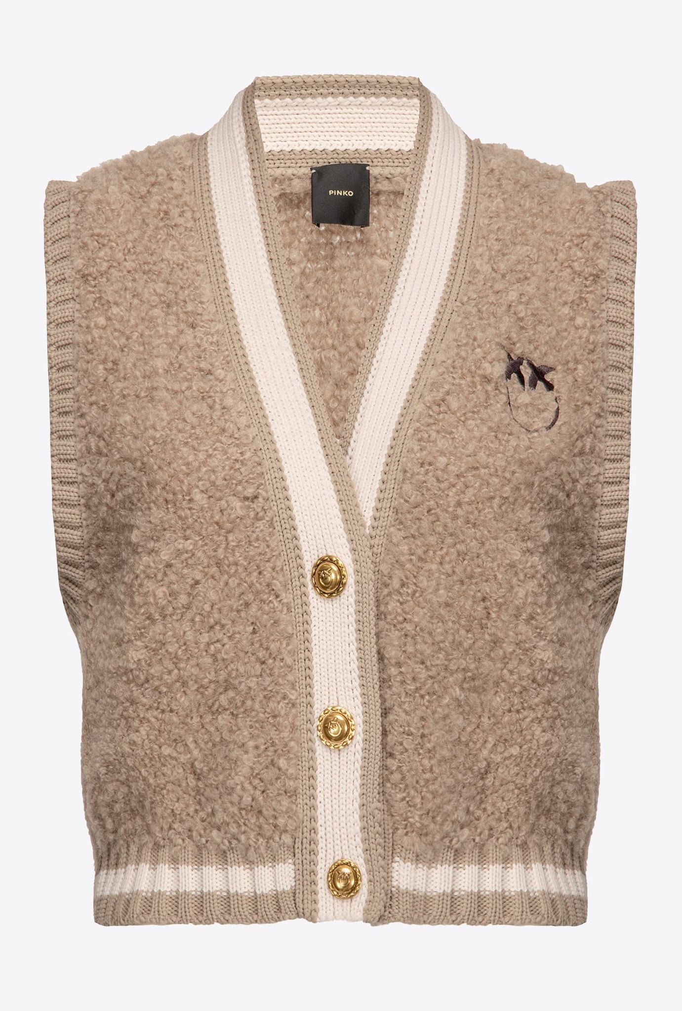 Gilet in Maglia con Logo Pinko / Beige - Ideal Moda