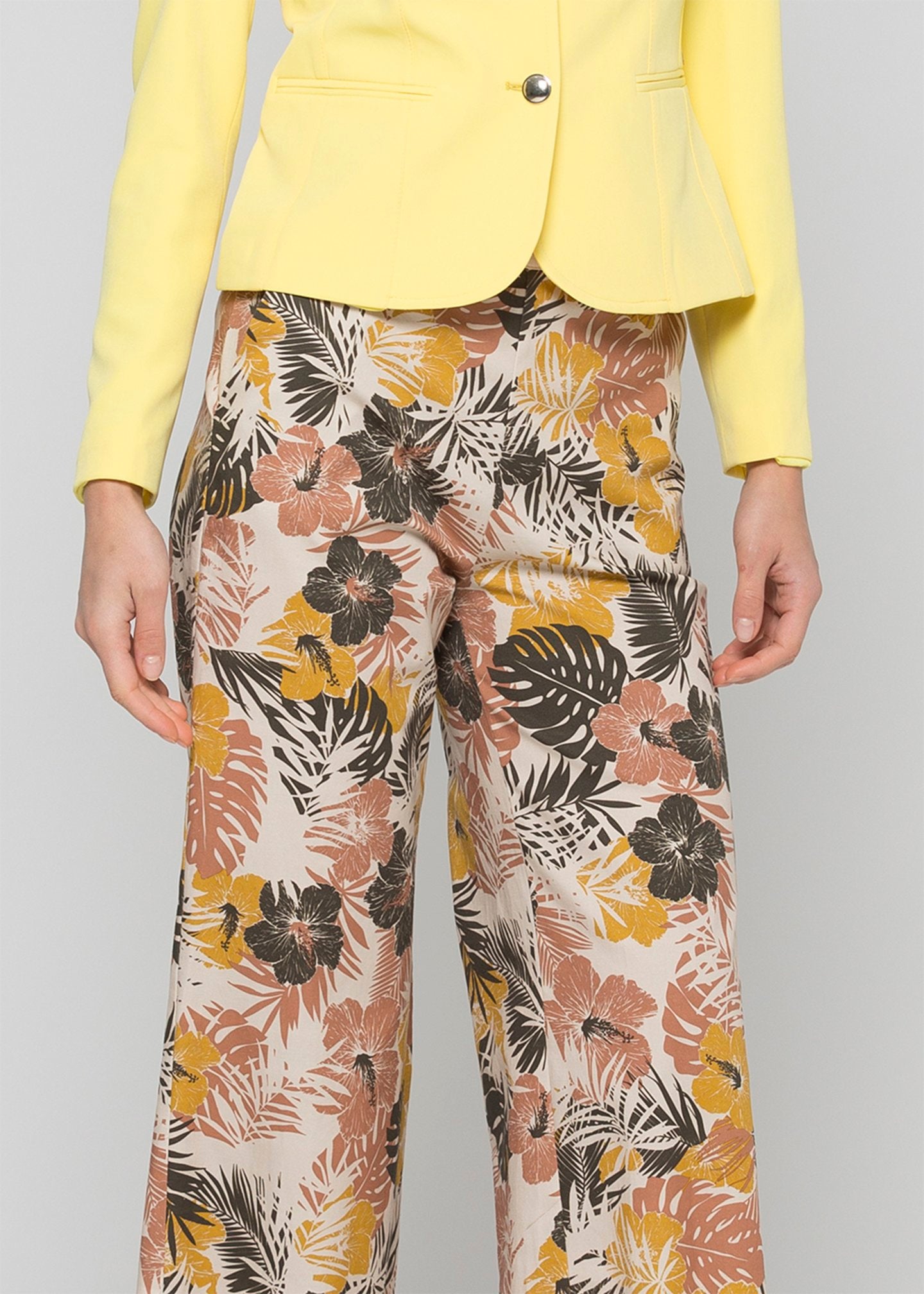 Pantalone diritto in raso fantasia / Multicolor - Ideal Moda