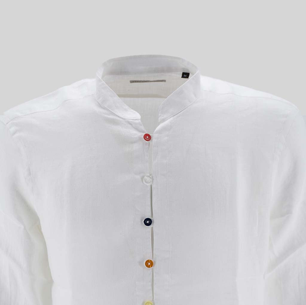 Camicia collo coreano / Bianco - Ideal Moda