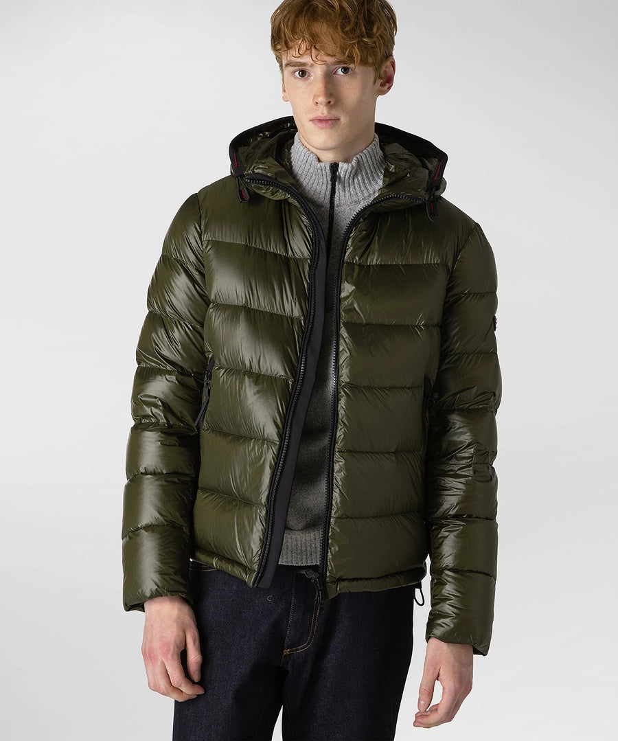 Piumino in Nylon con Cappuccio Peuterey / Verde - Ideal Moda