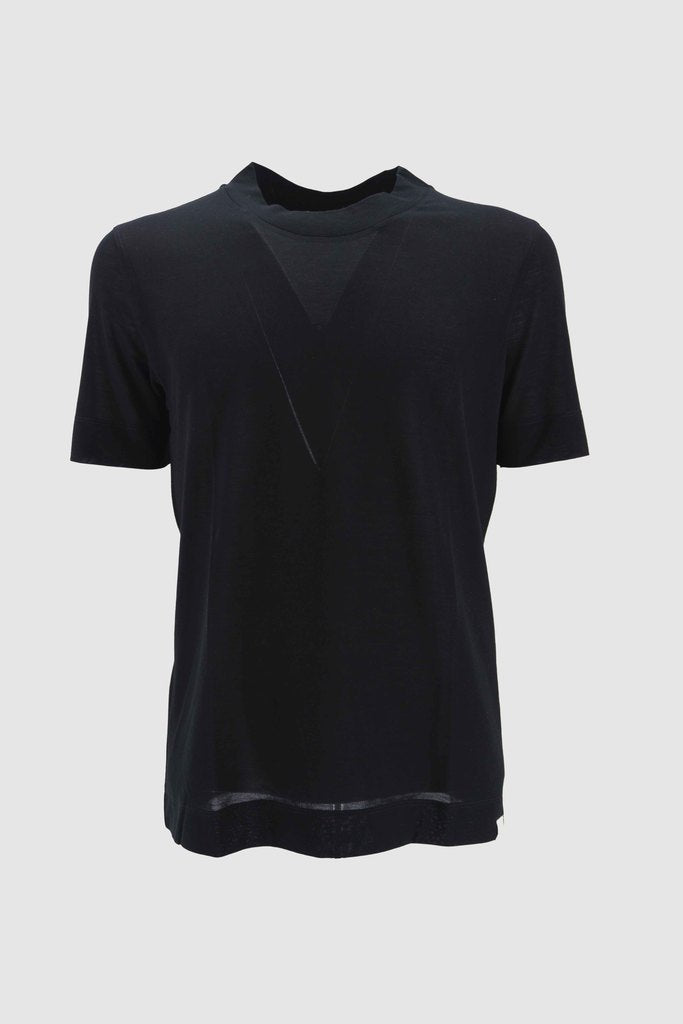 T-shirt in piquet di cotone / Nero - Ideal Moda