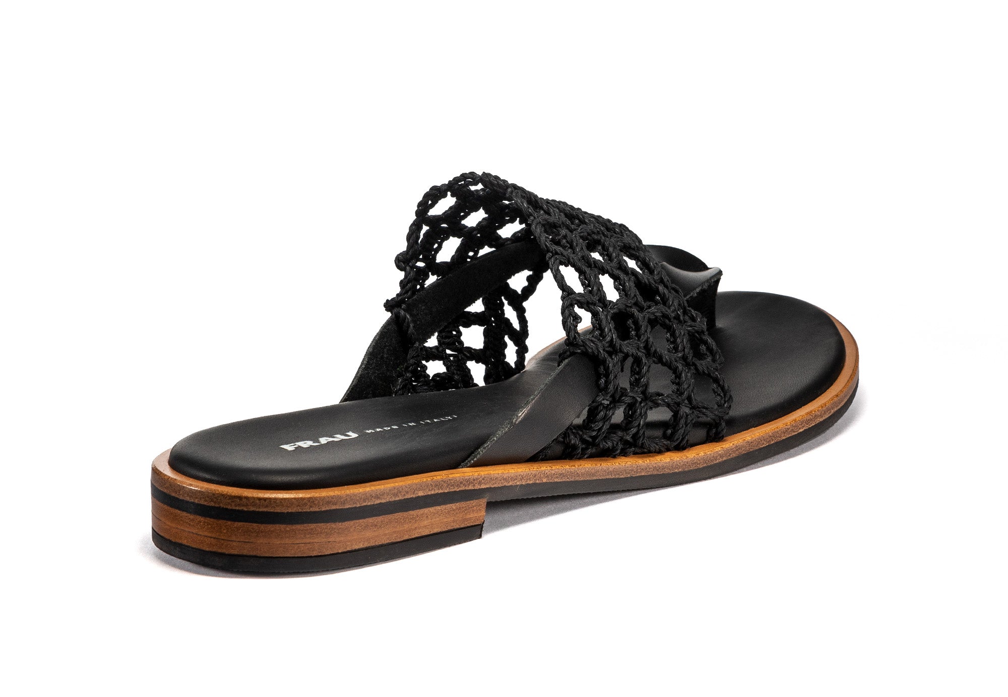 Infradito con dettaglio in corda / Nero - Ideal Moda