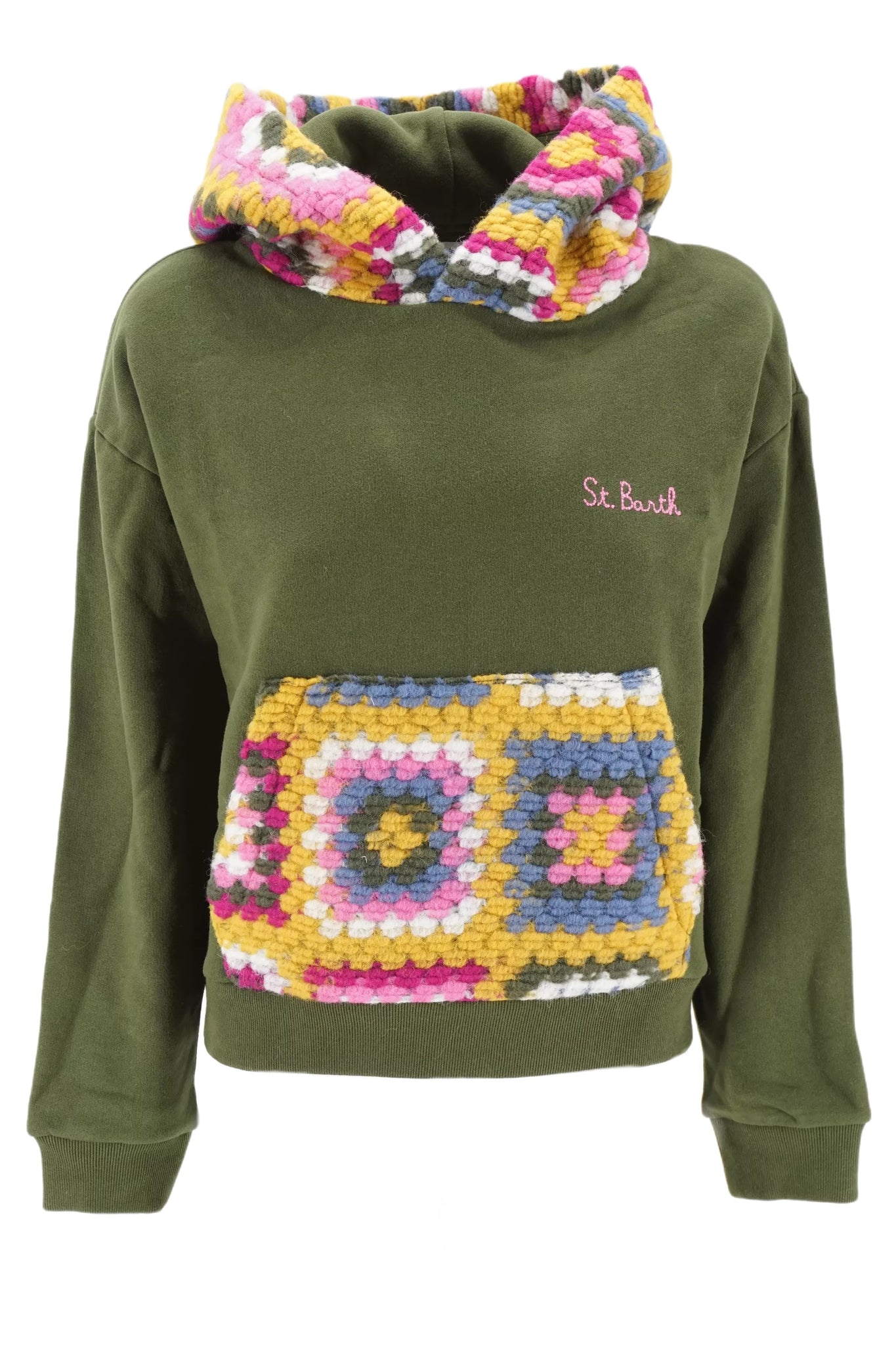 Felpa con Inserti in Maglia Mc2 Saint Barth / Verde - Ideal Moda
