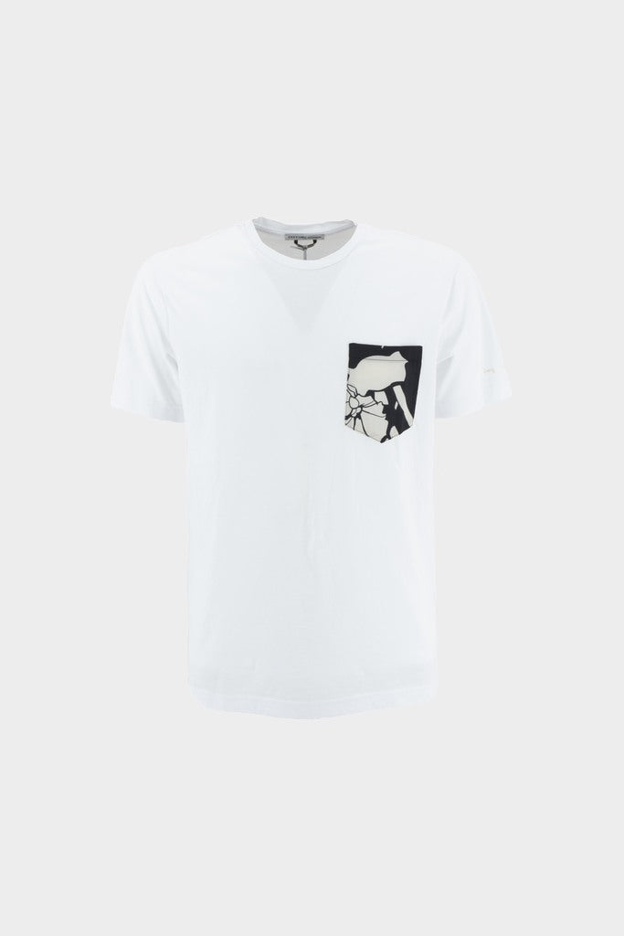 T-Shirt Girocollo con Taschino / Bianco - Ideal Moda