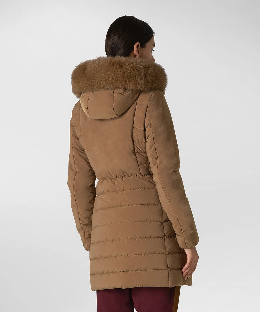 Piumino Slim con Pelliccia Peuterey / Beige - Ideal Moda