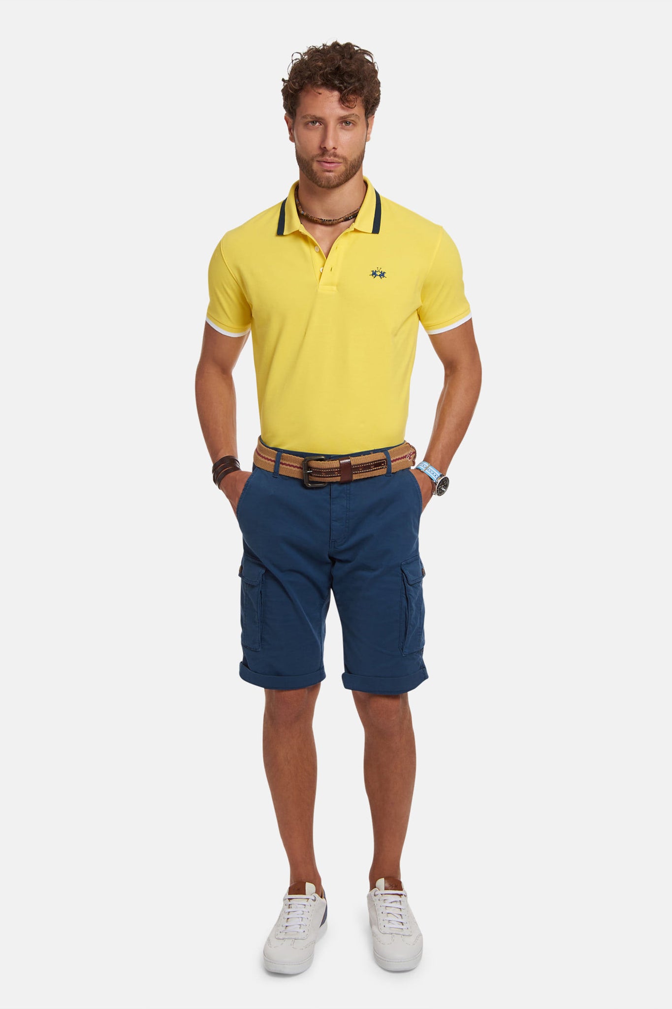 Polo in Piquet Elasticizzato / Giallo - Ideal Moda