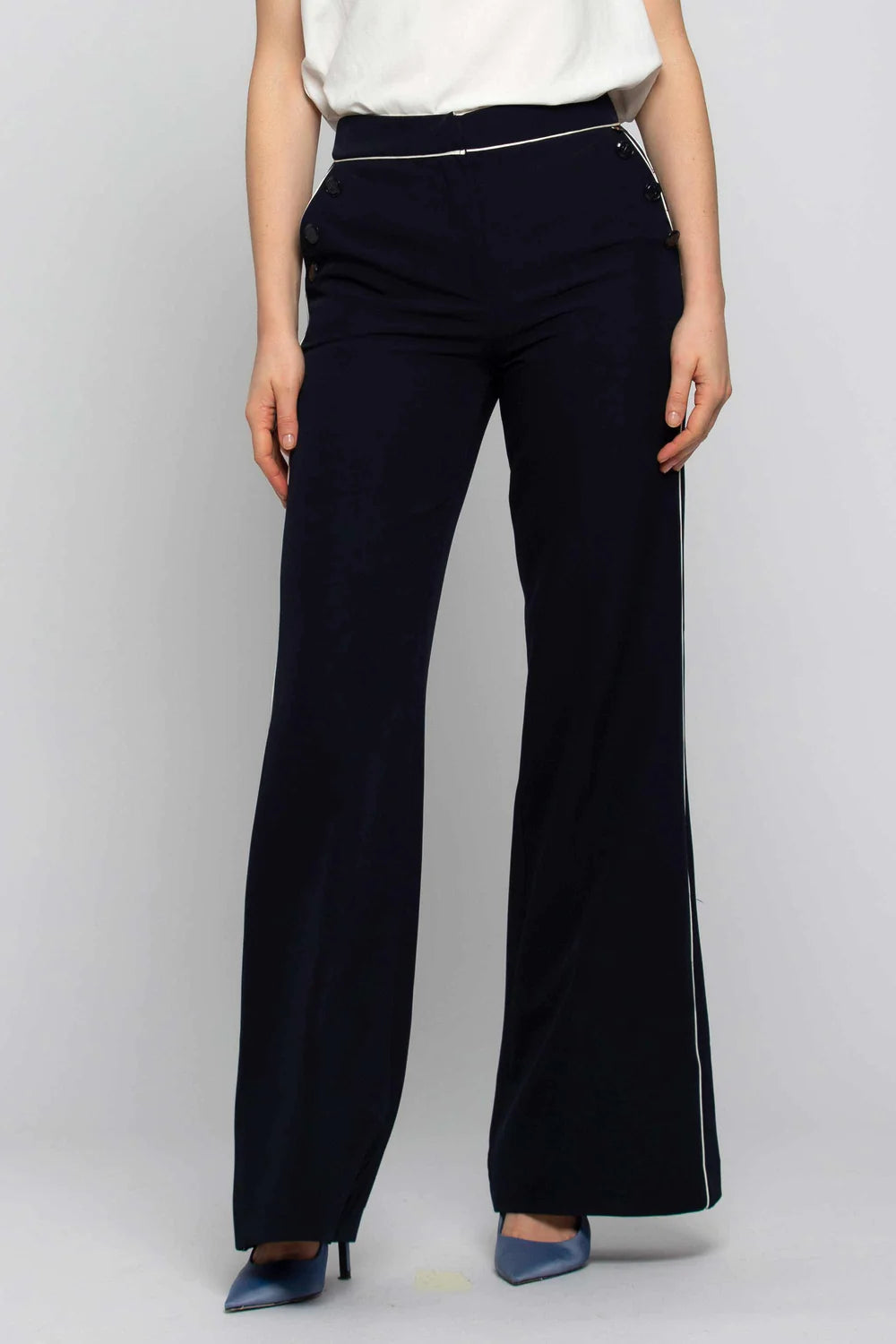 Pantalone a Zampa Kocca / Blu - Ideal Moda