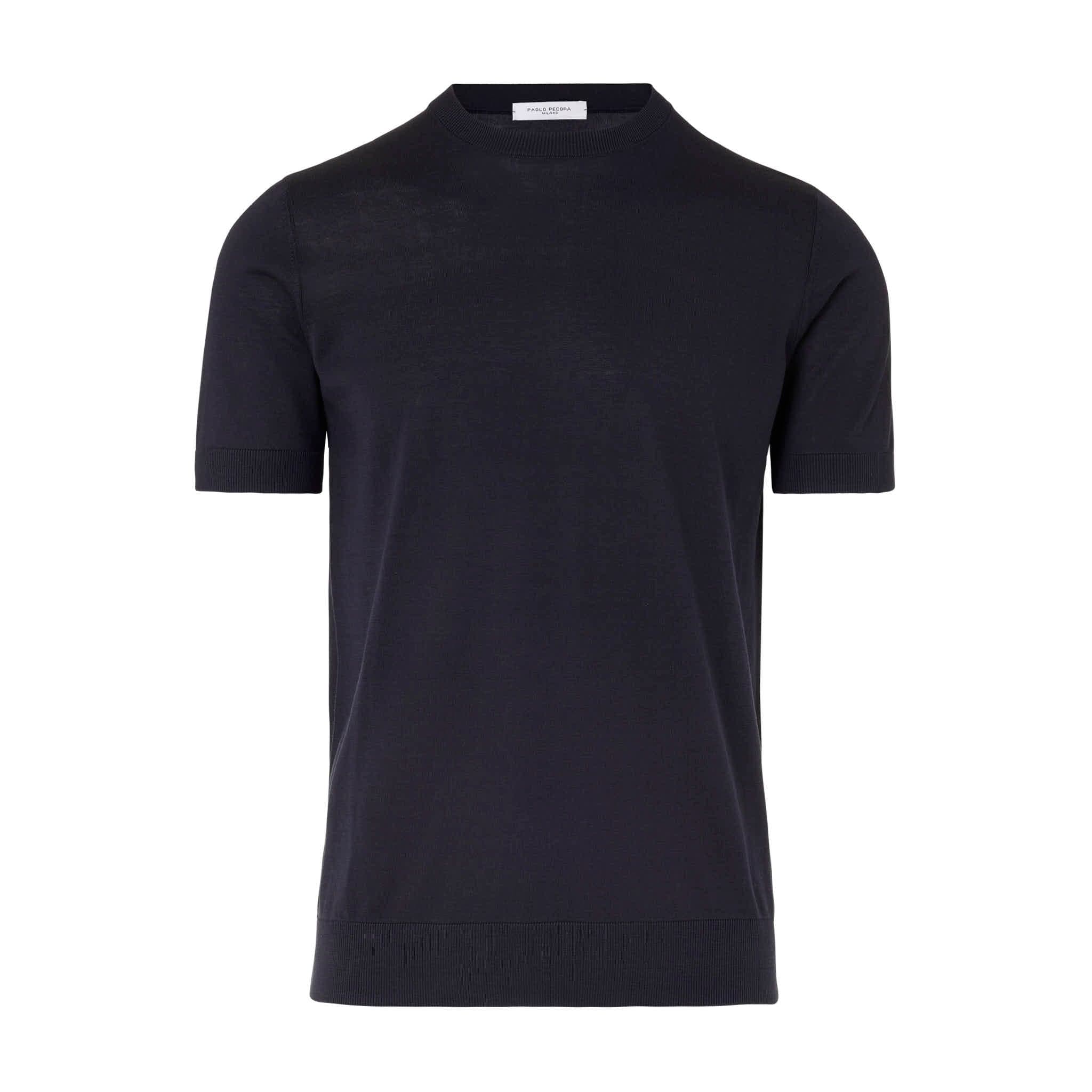 T-Shirt in Maglia Extrafine Paolo Pecora / Blu - Ideal Moda