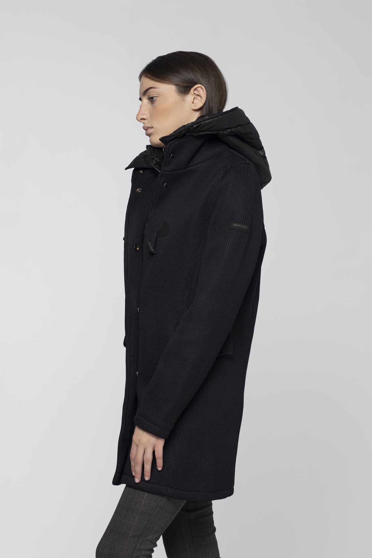 Giubbino Lungo in Tussuto / Nero - Ideal Moda