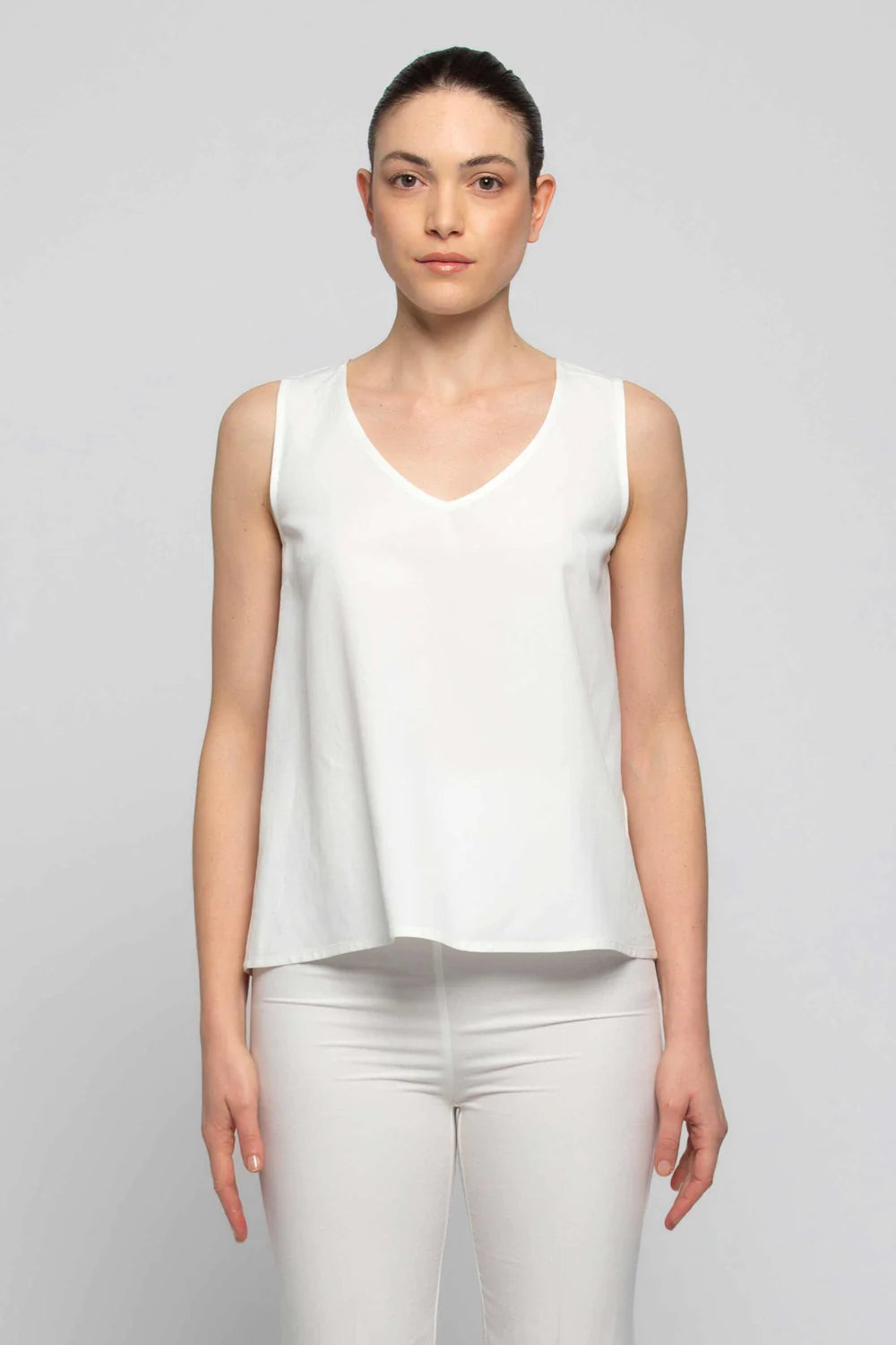Top in Viscosa e Lino Kocca / Bianco - Ideal Moda