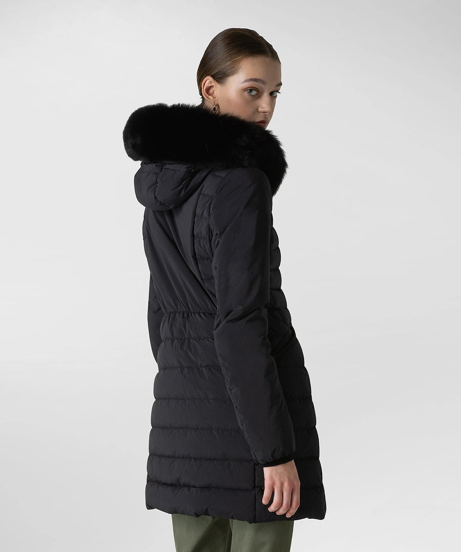 Piumino Slim con Pelliccia Peuterey / Nero - Ideal Moda